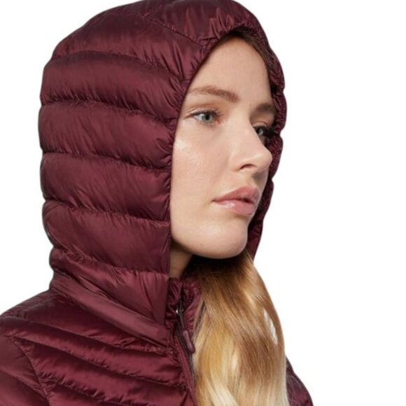 32 Degrees Heat women's maroon 3/4 ultra light down puffer coat size L - Picture 3 of 8